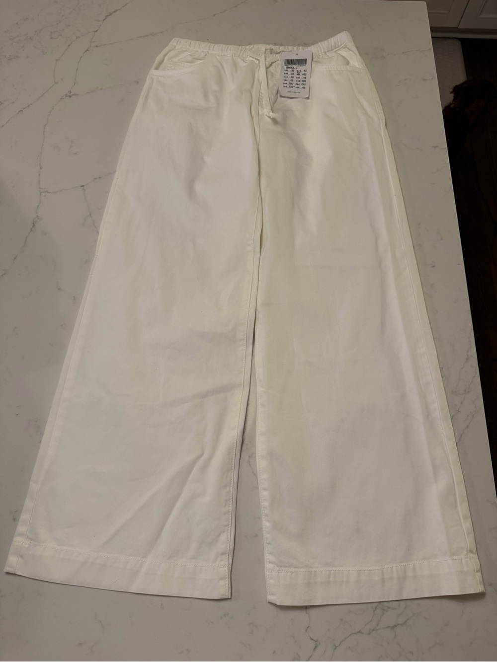 Brandy Melville White Wide-Leg Pull-On Pants